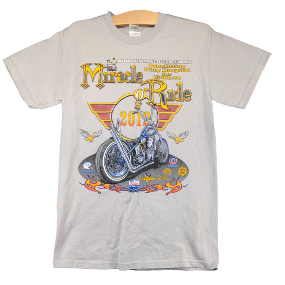 Gildan Men's Miracle Ride 2012 Harley Davidson T-Shirt Gray S Bob & Tom - Picture 1 of 11